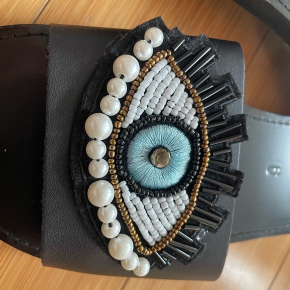 Greek “evil eye” leather sandal slides - Picture 7 of 8